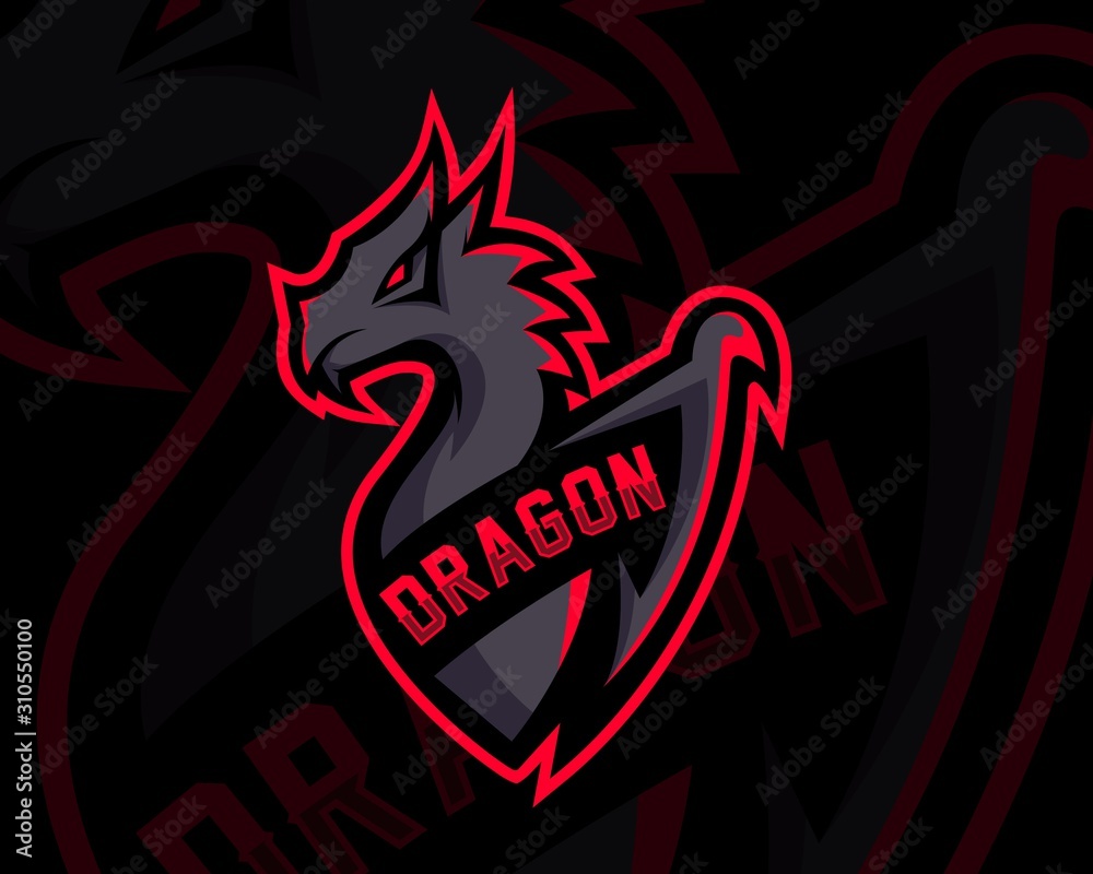 Black dragon Esport logo design template