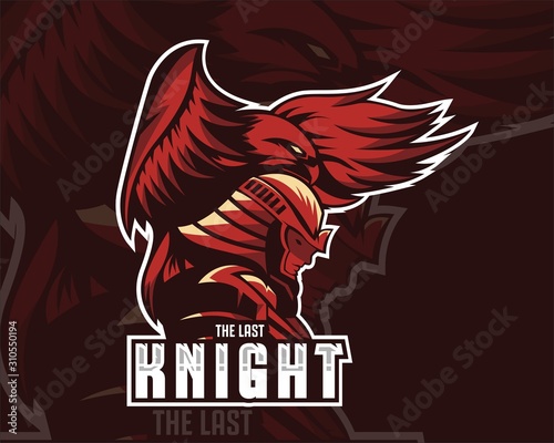 Knight with eagle Esport logo design template
