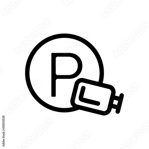Parking at the refuelling icon vector. A thin line sign. Isolated contour symbol illustration