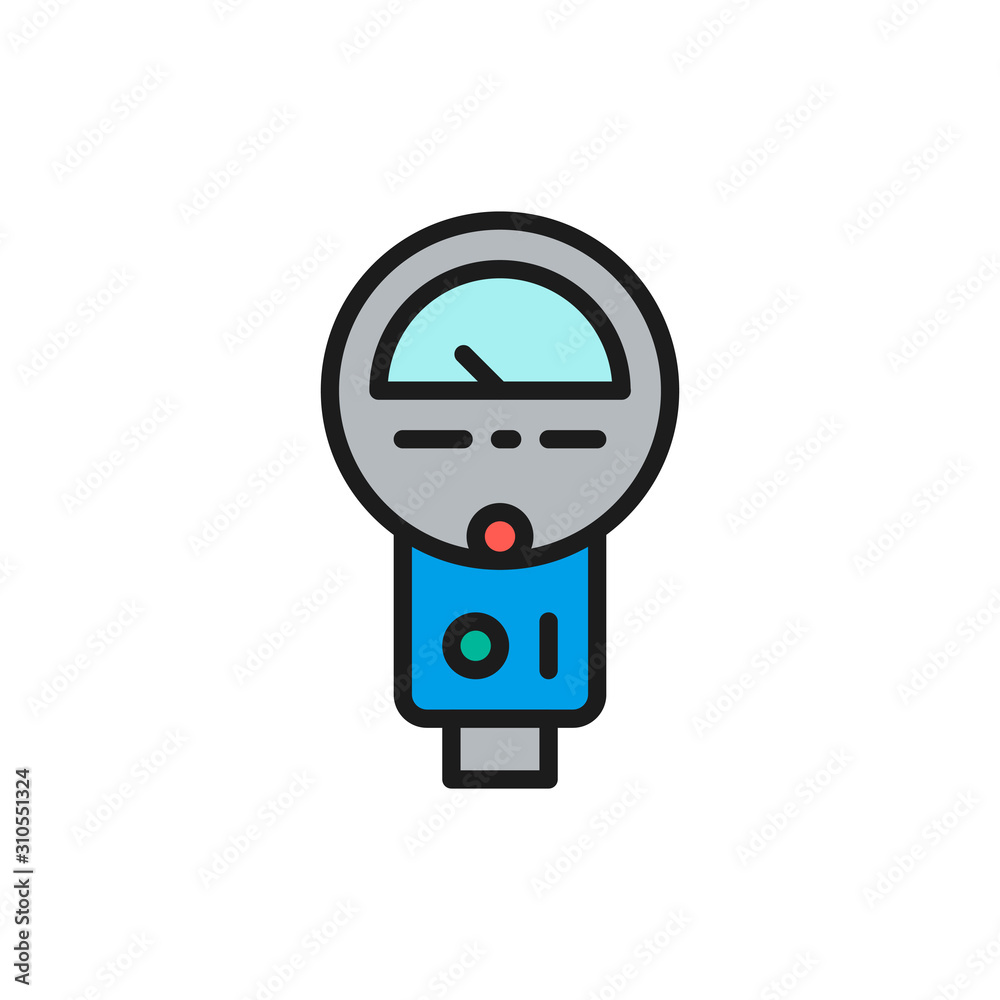 Parking meter flat color line icon. Isolated on white background Parking meter flat color line icon. Isolated on white background