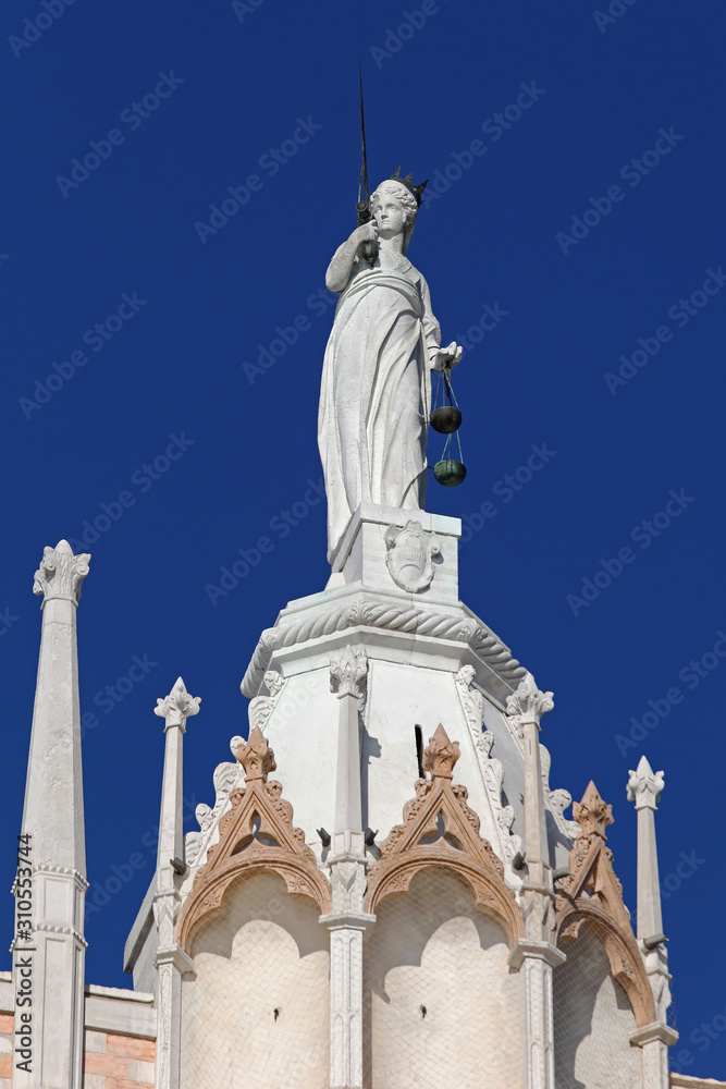Lady Justice White Marble Statue in Venice Italy