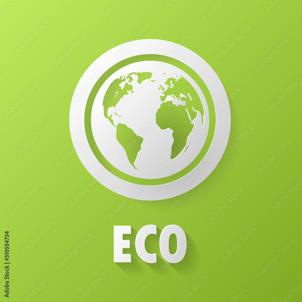 Vector World Environment Day with Globe on Green Background, Illustration
