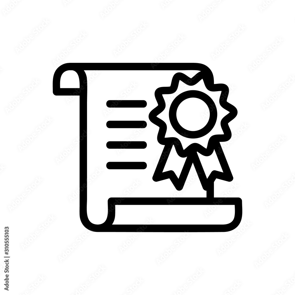 Diploma icon vector. A thin line sign. Isolated contour symbol illustration Diploma icon vector. A thin line sign. Isolated contour symbol illustration