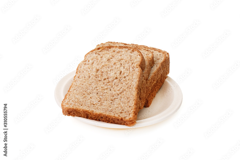 Whole grain bread isolated on white background..