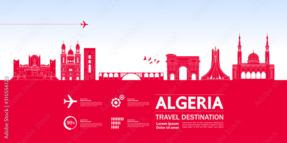 Algeria travel destination grand vector illustration. 