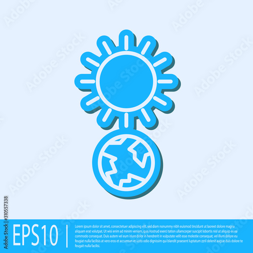 Blue line Solstice icon isolated on grey background. Vector Illustration