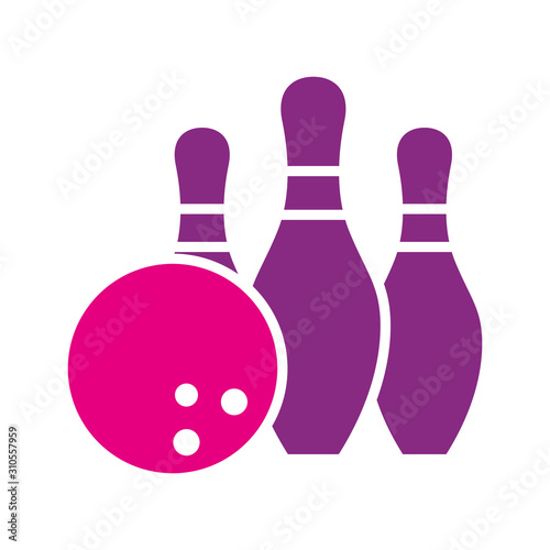 Bowling pin and ball vector icon design templates