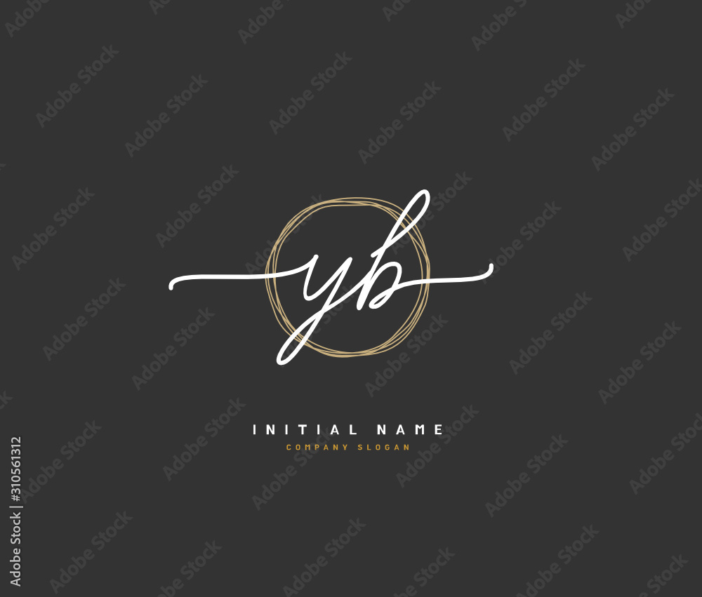 Y  B YB Beauty vector initial logo, handwriting logo of initial signature, wedding, fashion, jewerly, boutique, floral and botanical with creative template for any company or business.