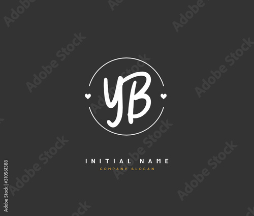 Y  B YB Beauty vector initial logo, handwriting logo of initial signature, wedding, fashion, jewerly, boutique, floral and botanical with creative template for any company or business.