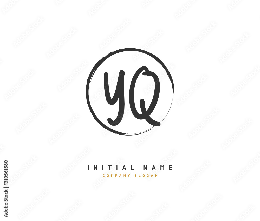 Y Q YQ Beauty vector initial logo, handwriting logo of initial signature, wedding, fashion, jewerly, boutique, floral and botanical with creative template for any company or business.