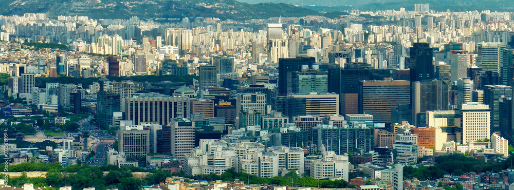 한국 서울시 도심 풍경 
