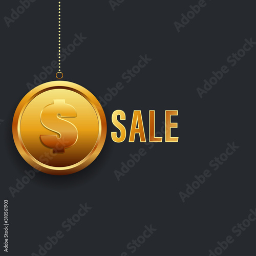 Vector Gold Medal on black background