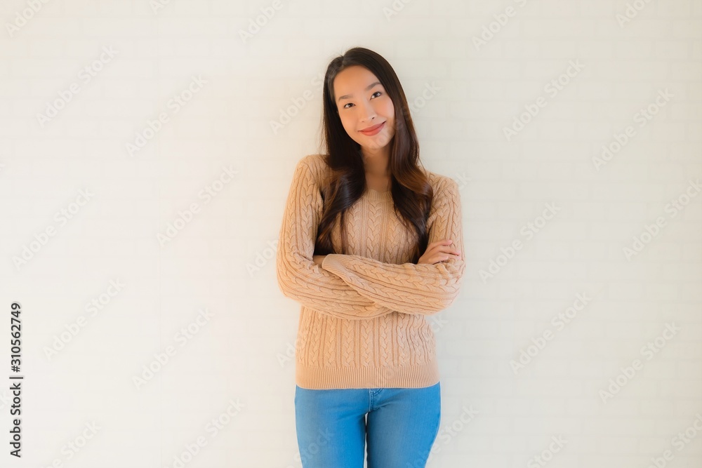 Portrait beautiful young asian women smile happy in many action Portrait beautiful young asian women smile happy in many action