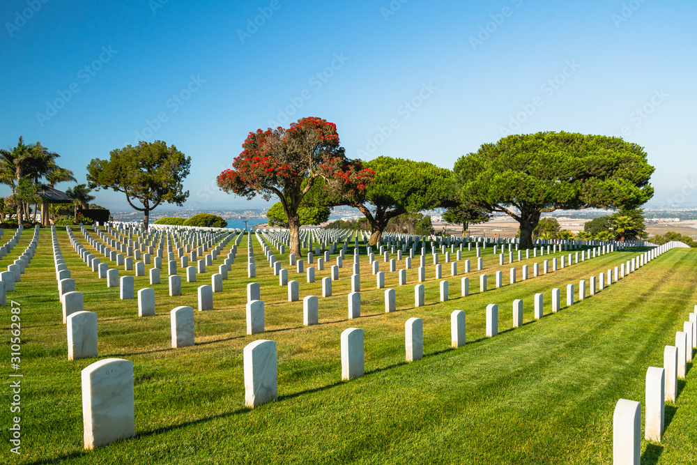 San Diego, California/USA - August 13, 2019  Fort Rosecrans National Cemetery, a federal military cemetery in the city of San Diego, California.