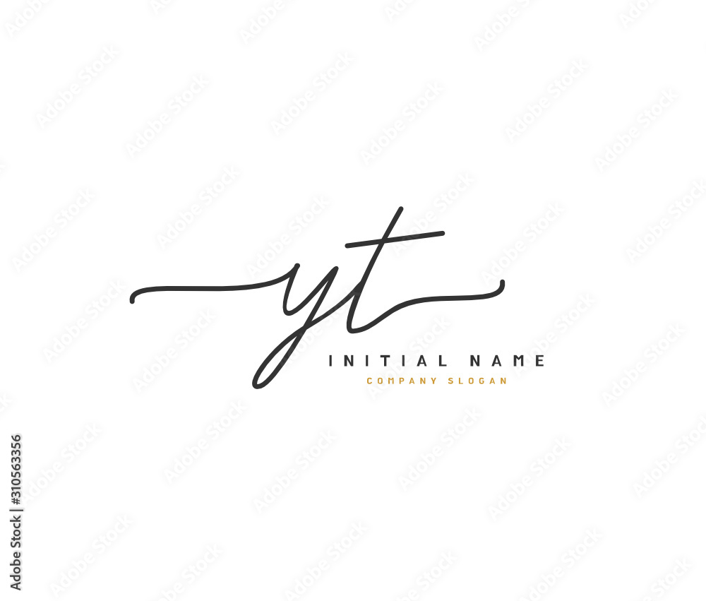 Y T YT Beauty vector initial logo, handwriting logo of initial signature, wedding, fashion, jewerly, boutique, floral and botanical with creative template for any company or business.