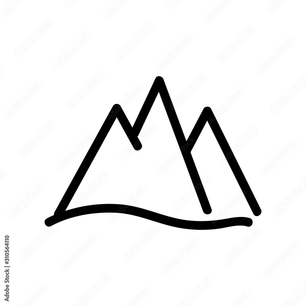 Mountain icon vector. A thin line sign. Isolated contour symbol illustration Mountain icon vector. A thin line sign. Isolated contour symbol illustration