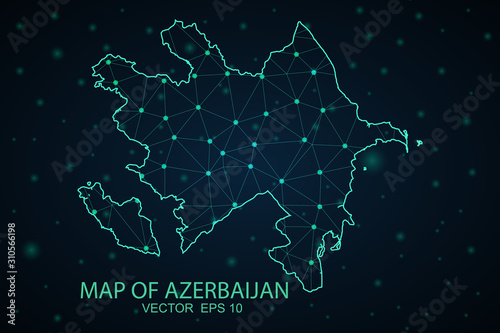 azerbaijan map - blue pastel graphic background . Vector illustration eps 10.High Detailed Blue Map of Azerbaijan isolated on white background,Vector map-azerbaijan country on white background.