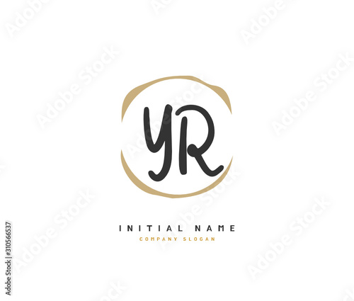 Y R YR Beauty vector initial logo  handwriting logo of initial signature  wedding  fashion  jewerly  boutique  floral and botanical with creative template for any company or business.