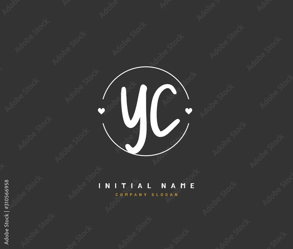 Y C YC Beauty vector initial logo, handwriting logo of initial signature, wedding, fashion, jewerly, boutique, floral and botanical with creative template for any company or business.