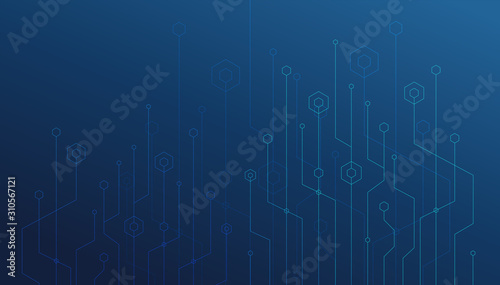 Abstract lines and dots connect background. Technology connection digital data and big data concept.