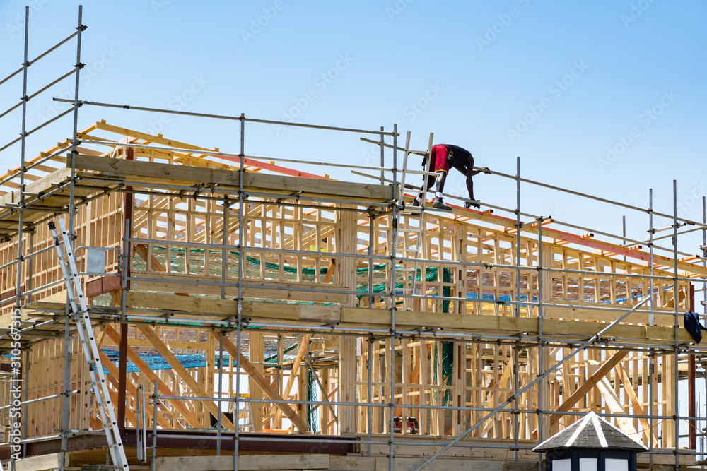 View of residential house wooden frame