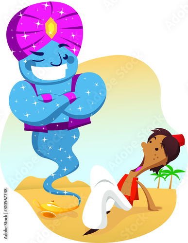 Aladdin and the genie