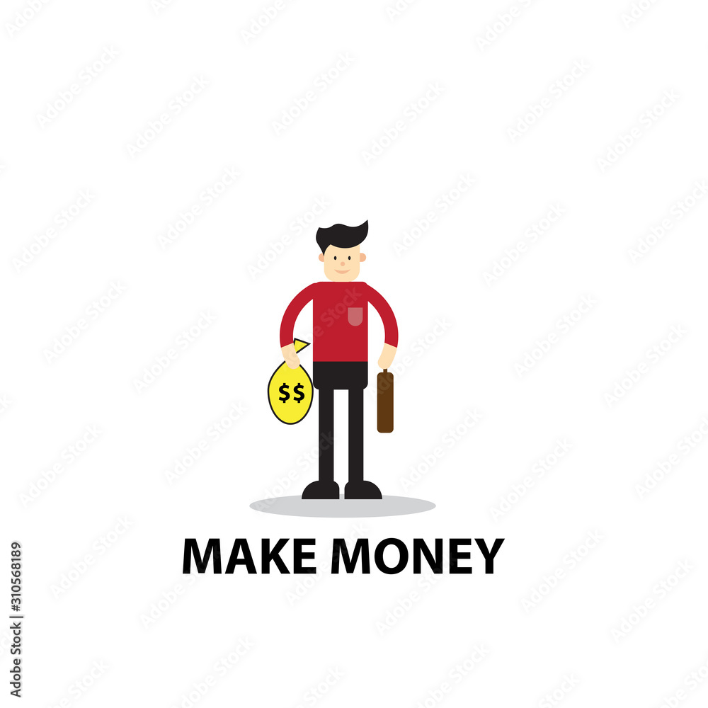 businessman make money flat design character vector illustration