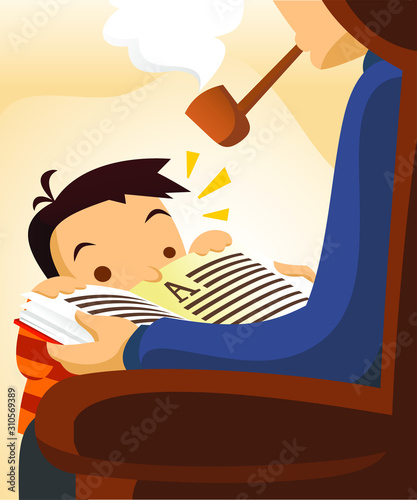 grandpa reading story to grandson