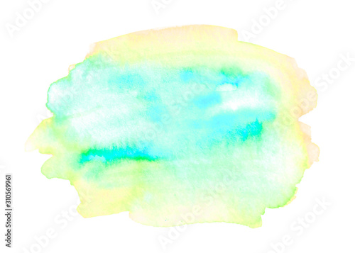 Abstract watercolor aquarelle hand drawn blot colorful blue red pink green yellow orange purple paint splatter stain spot