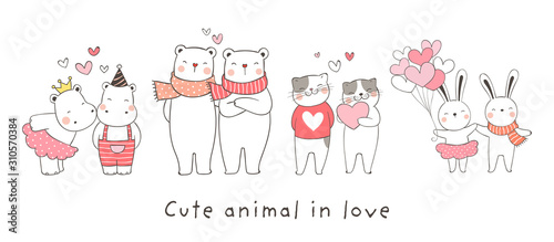 Draw collection animal in love for Valentine.