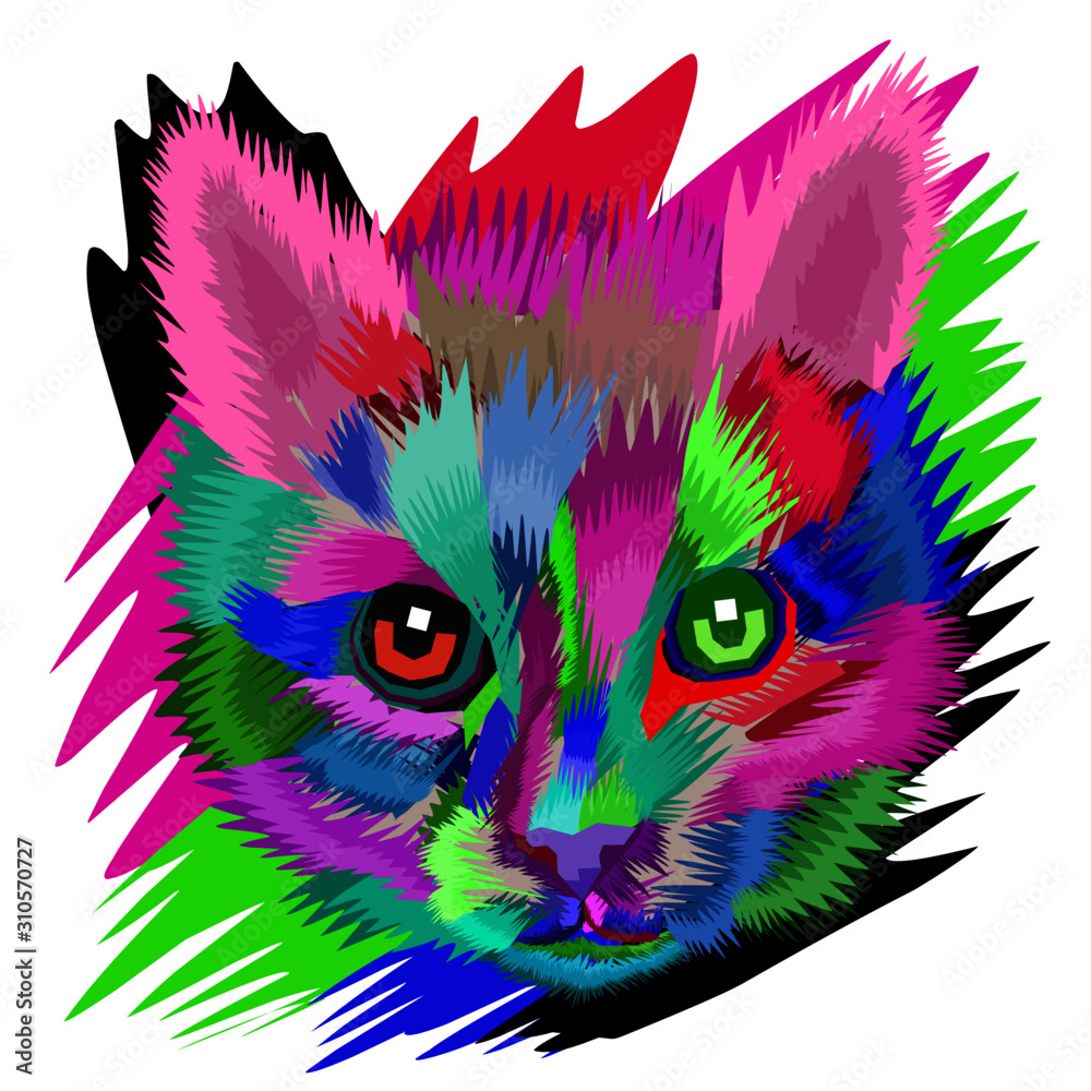 vector illustration of wpap of head cat 