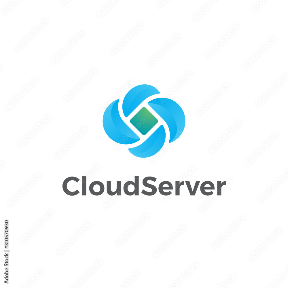 Cloud Share Data Hosting Server Vector Illustration Logo