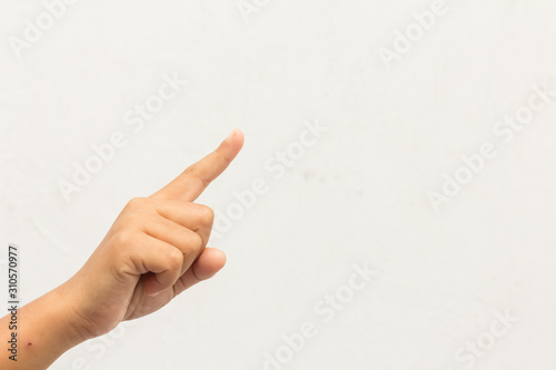 kids finger on white background