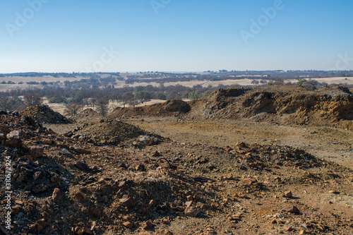 old copper mine strip mine dig site and tailings
