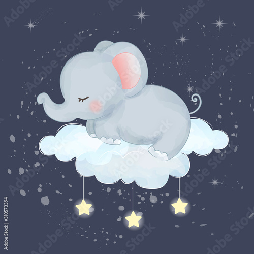 cute baby elephant sleeping