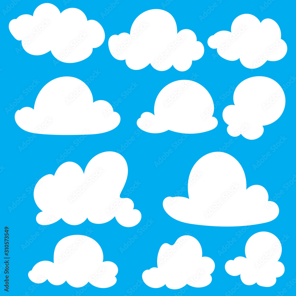 hand drawn Clouds icon, vector illustration. Cloud symbol or logo, different clouds set doodle
