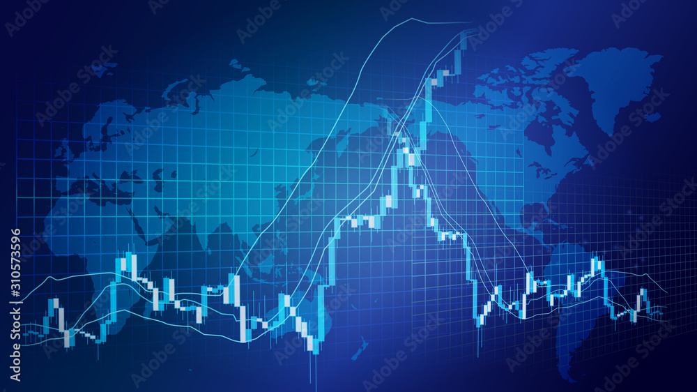 サイバーデジタル世界の株価チャートイメージ背景