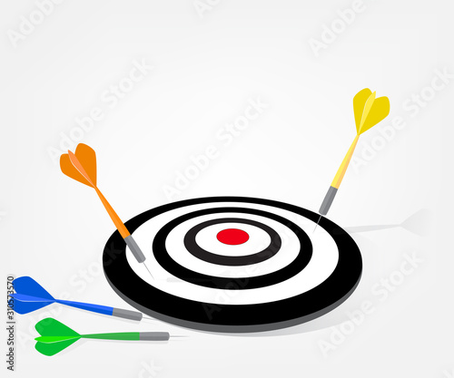 Arrows with miss dart target, miss the target concept, vector illustration.