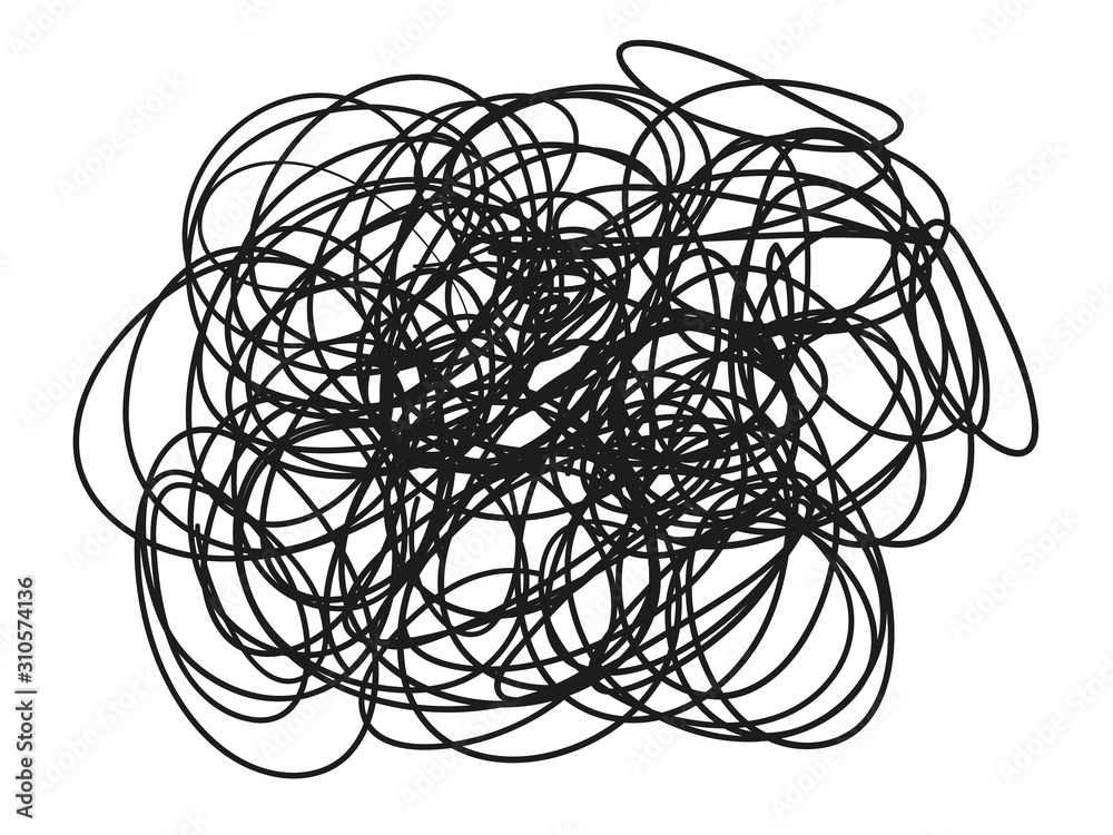 Chaos on white. Abstract tangled lines. Black and white illustration Chaos on white. Abstract tangled lines. Black and white illustration