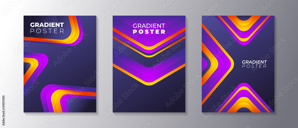 Poster Design template with glow modern gradient, in dark background, can be used for book cover, flyer, brochure