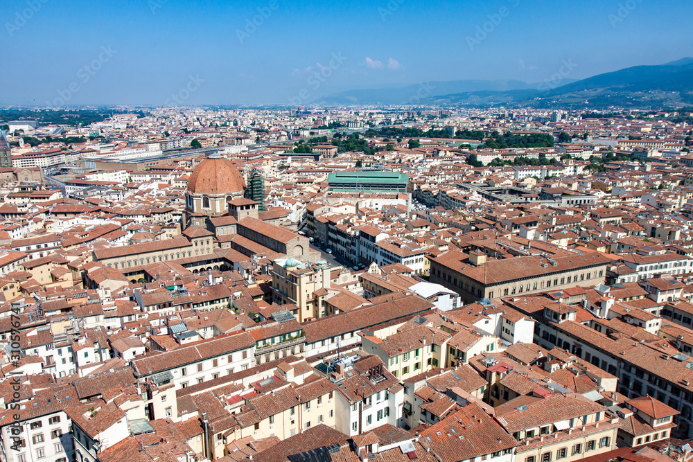 Cityscape of Red Roofs and Historic Buildings in Florence