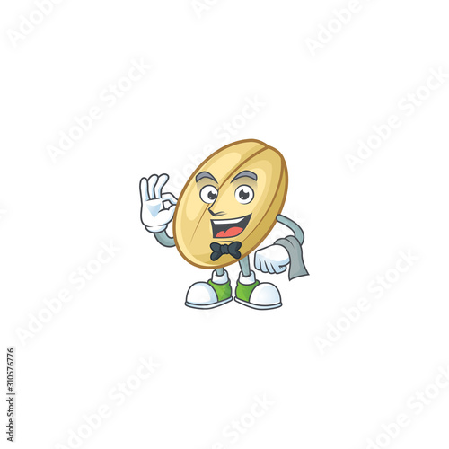 Split bean cartoon character as a Waiter look