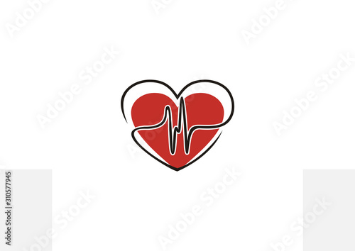 Red heart logo combined with electrocardiogram (ECG) lines