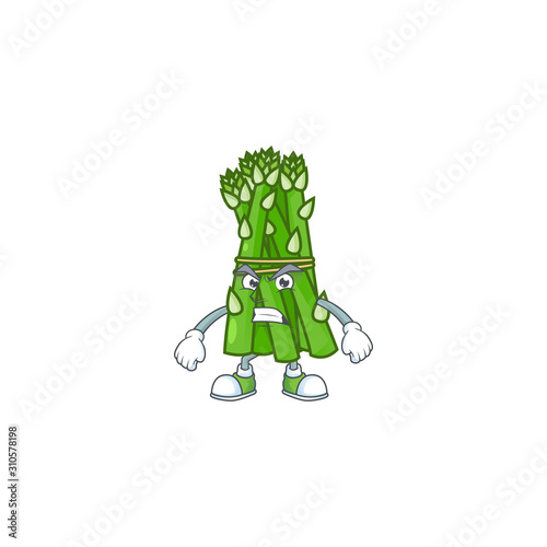 Picture of asparagus cartoon character with angry face