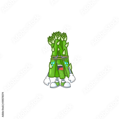 Sad Crying gesture asparagus cartoon character style