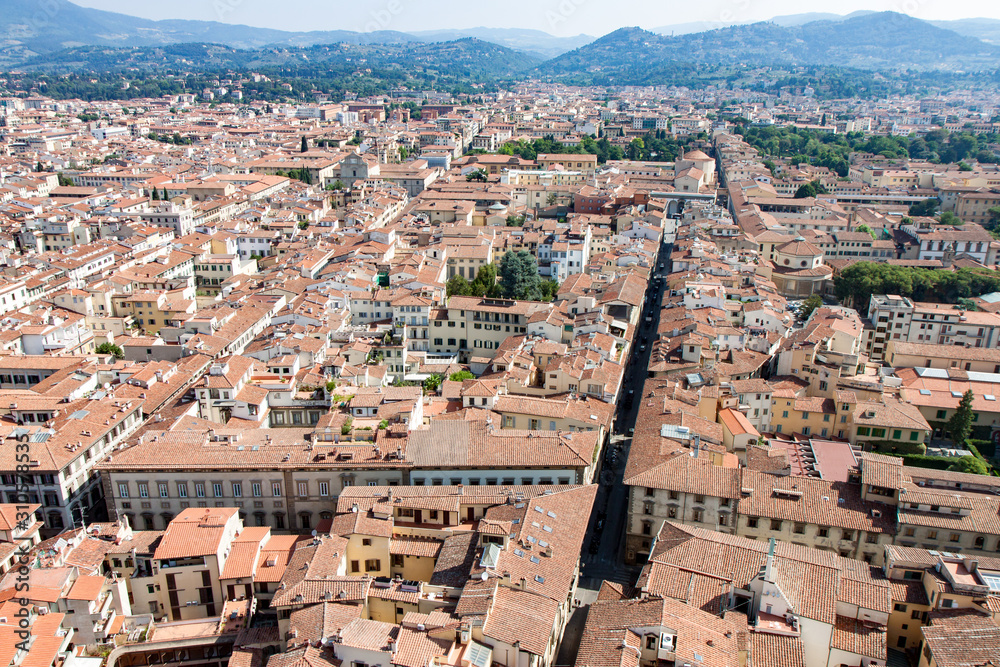 Hazy View of Roofs and Streets in Florence