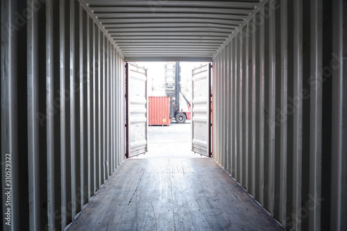 Container inside view Import and export concept