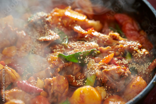 Korean spicy chicken hot pot 