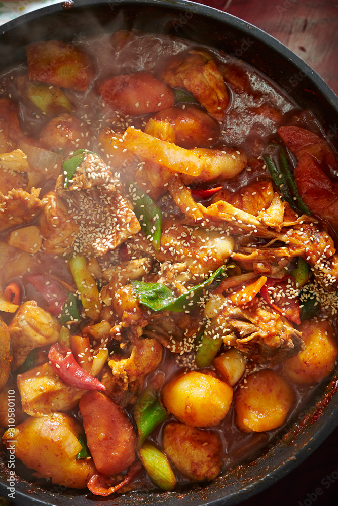 Korean spicy chicken hot pot Stock Photo Adobe Stock