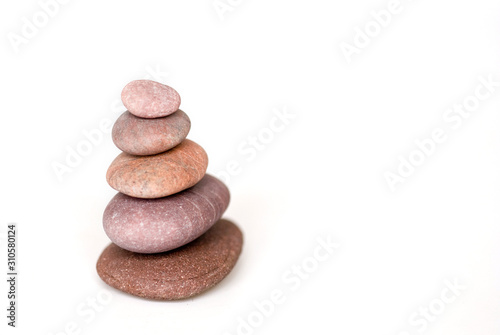 Smooth Pebble Stone Cairn On White